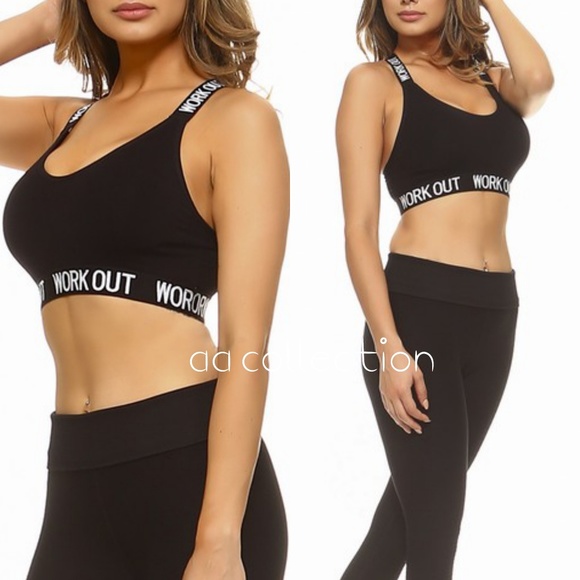 Workout Logo band sports bra activewear padded - Picture 4 of 5